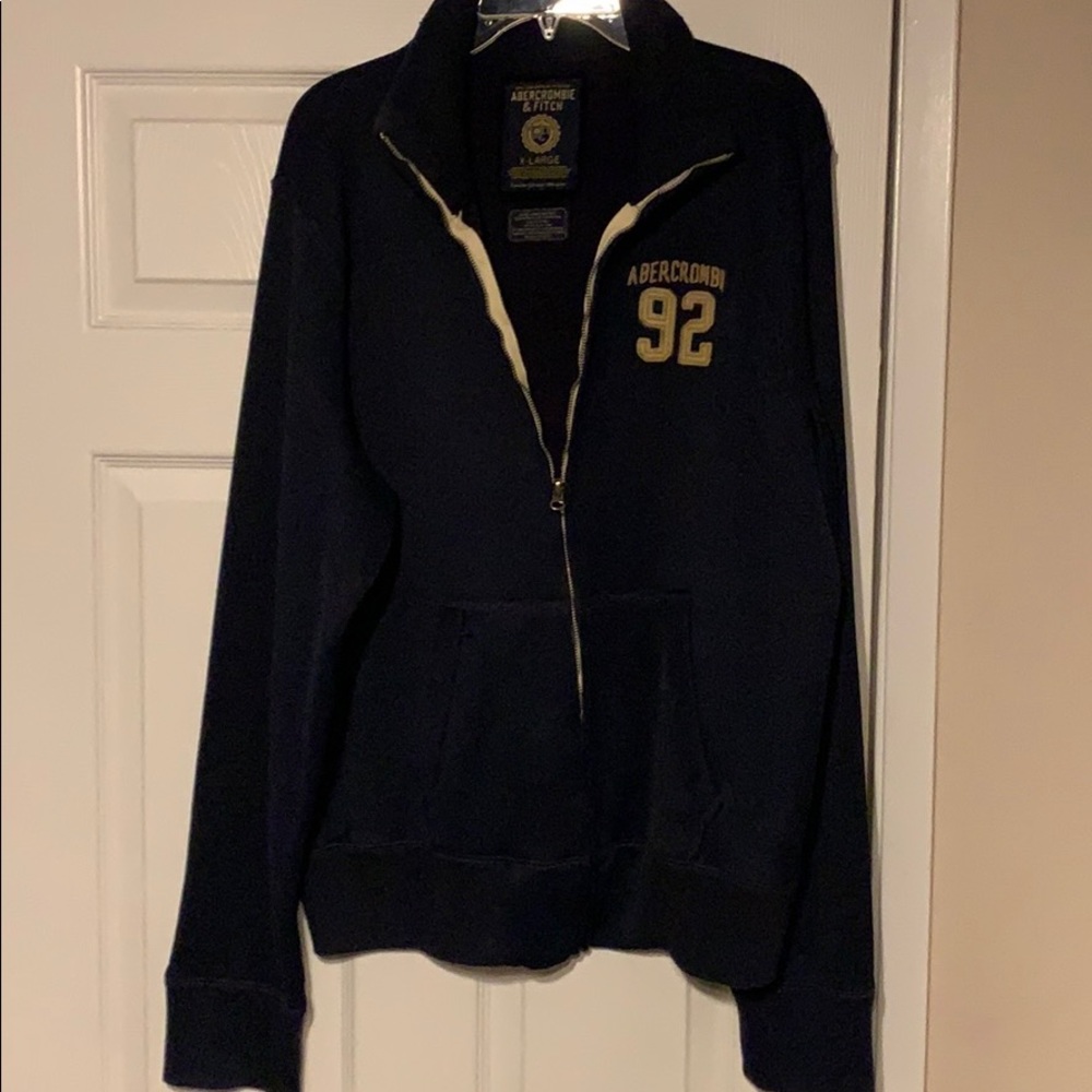 Abercrombie & Fitch sweatshirt zip up in navy